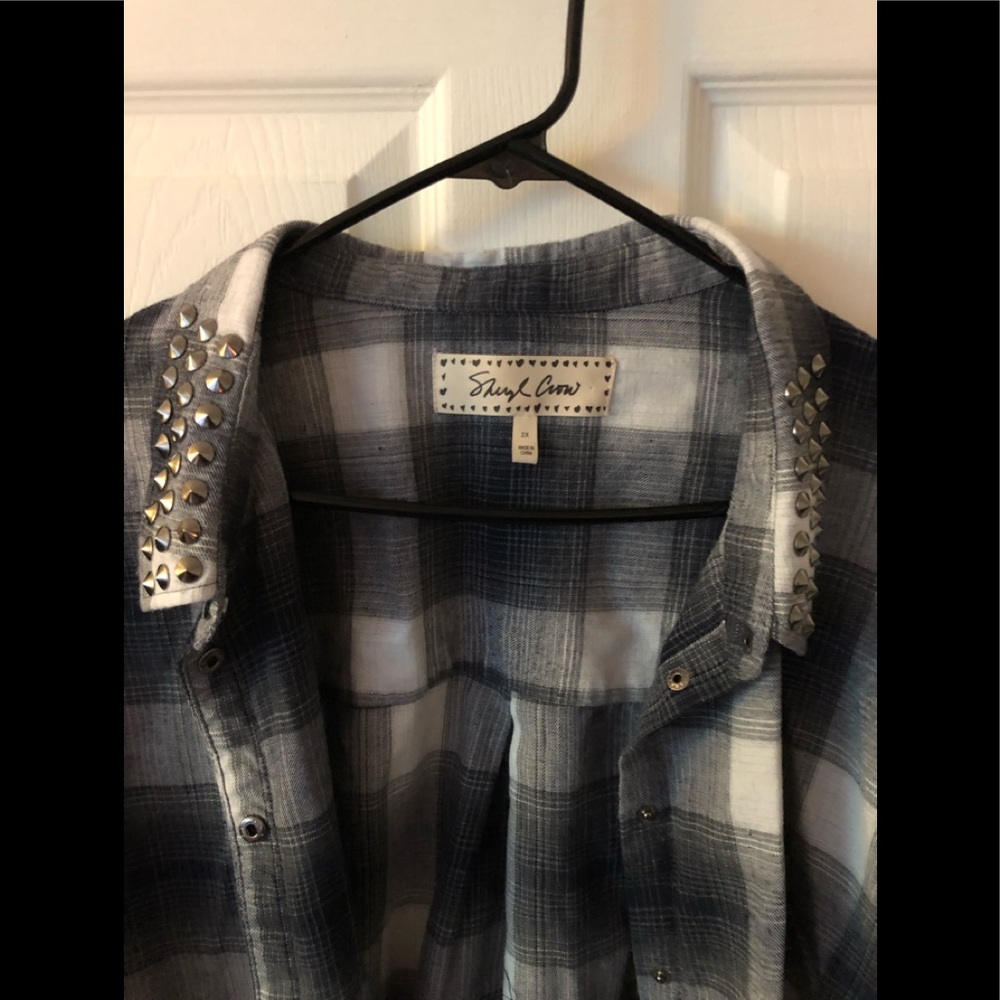 Sheryl Crow Plaid Black/White Flannel, Shacket, Size 2X